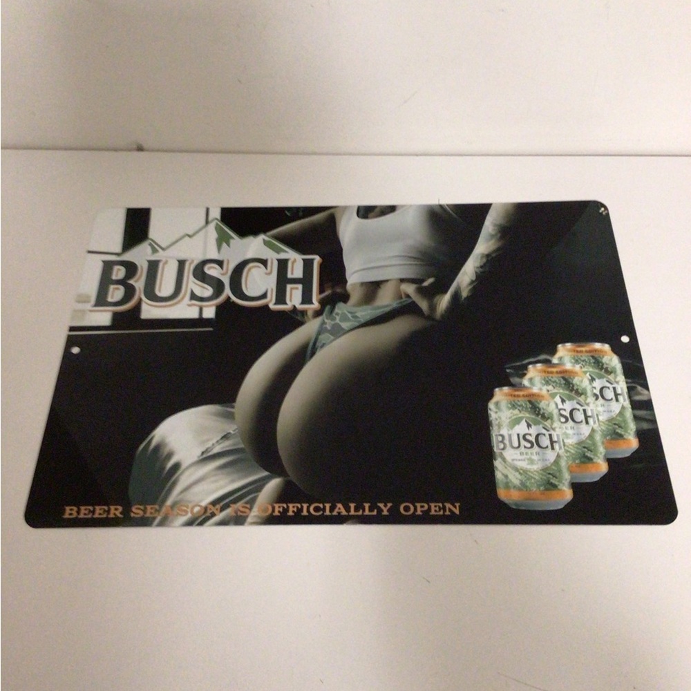 Busch beer, Beer season is officially open metal tin sign